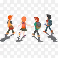 卡通小朋友放学后一起手牵手-空若网 卡通小朋友放学后一起手牵手-空若网