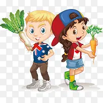 手拿蔬菜的小孩-空若网 手拿蔬菜的小孩-空若网