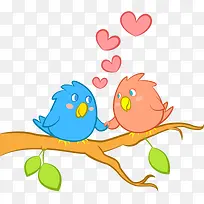 可爱情侣小鸟矢量素材-空若网 可爱情侣小鸟矢量素材-空若网