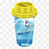 矢量一次性杯子纸杯黄色冷饮-空若网 矢量一次性杯子纸杯黄色冷饮-空若网