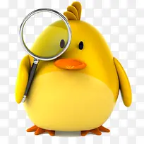 拿放大镜的卡通小鸡-空若网 拿放大镜的卡通小鸡-空若网