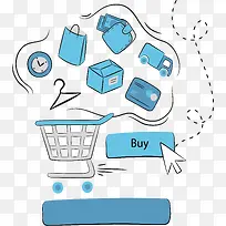 蓝色手绘购物图标-空若网 蓝色手绘购物图标-空若网