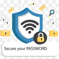 矢量手绘WIFI安全-空若网 矢量手绘WIFI安全-空若网