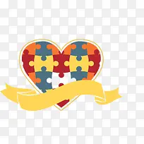 手绘多彩爱心丝带-空若网 手绘多彩爱心丝带-空若网