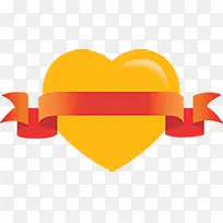 黄色手绘爱心丝带-空若网 黄色手绘爱心丝带-空若网