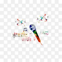 水彩麦克风和五线谱素材-空若网 水彩麦克风和五线谱素材-空若网
