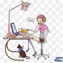 卡通接电话-空若网 卡通接电话-空若网