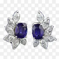 产品实物蓝宝石钻石半包围耳钉-空若网 产品实物蓝宝石钻石半包围耳钉-空若网