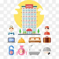 扁平化酒店元素图标矢量素材-空若网 扁平化酒店元素图标矢量素材-空若网