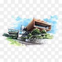 手绘建筑效果图-空若网 手绘建筑效果图-空若网