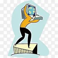 矢量扛起电脑里面的世界-空若网 矢量扛起电脑里面的世界-空若网