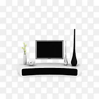 弧形黑色时尚茶几电视柜-空若网 弧形黑色时尚茶几电视柜-空若网