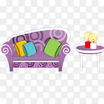 手绘时尚沙发茶几 矢量-空若网 手绘时尚沙发茶几 矢量-空若网