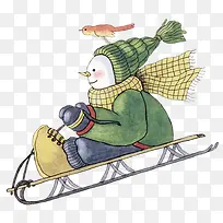 卡通可爱小雪人滑雪-空若网 卡通可爱小雪人滑雪-空若网
