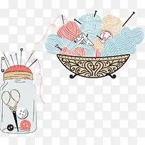 剪刀针线别针PNG矢量元素-空若网 剪刀针线别针PNG矢量元素-空若网