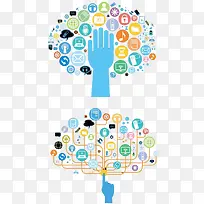 扁平化蓝色卡通电子素材背景-空若网 扁平化蓝色卡通电子素材背景-空若网