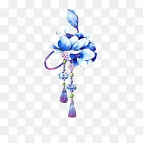 蓝色荷花宝石发箍古风素材-空若网 蓝色荷花宝石发箍古风素材-空若网