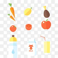 蔬菜牛奶食材图形-空若网 蔬菜牛奶食材图形-空若网