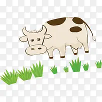 卡通奶牛吃草矢量图-空若网 卡通奶牛吃草矢量图-空若网