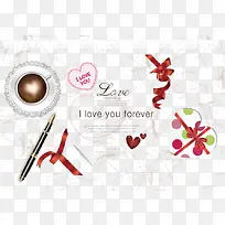 小清新扁平化咖啡杯钢笔礼物盒-空若网 小清新扁平化咖啡杯钢笔礼物盒-空若网