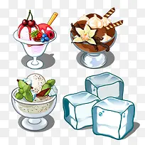 卡通冰淇淋与冰块-空若网 卡通冰淇淋与冰块-空若网