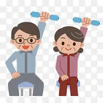 矢量锻炼身体的老人-空若网 矢量锻炼身体的老人-空若网