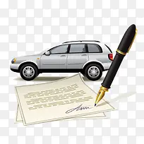卡通手绘SUV车与钢笔-空若网 卡通手绘SUV车与钢笔-空若网