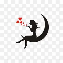 月亮上的爱心美女-空若网 月亮上的爱心美女-空若网