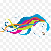 欧美彩色长发头像矢量图-空若网 欧美彩色长发头像矢量图-空若网