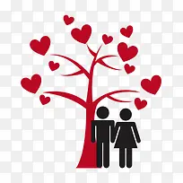 爱心树与情侣-空若网 爱心树与情侣-空若网