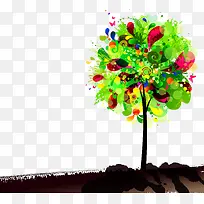 创意彩色花纹心愿树-空若网 创意彩色花纹心愿树-空若网