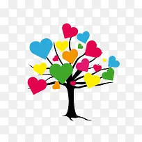 彩色爱心树矢量素材-空若网 彩色爱心树矢量素材-空若网
