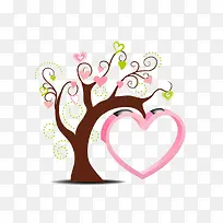 手绘粉色爱心树插画-空若网 手绘粉色爱心树插画-空若网