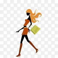 时尚购物女郎矢量图-空若网 时尚购物女郎矢量图-空若网