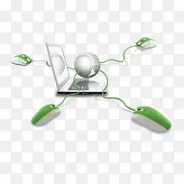 绿色鼠标和电脑-空若网 绿色鼠标和电脑-空若网