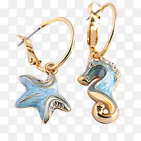 韩国海星海马不对称耳坠-空若网 韩国海星海马不对称耳坠-空若网