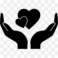 黑白双手托举爱心-空若网 黑白双手托举爱心-空若网