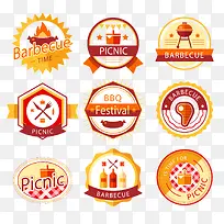 扁平化野餐烧烤标签矢量图-空若网 扁平化野餐烧烤标签矢量图-空若网