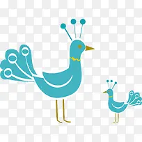 蓝色手绘孔雀-空若网 蓝色手绘孔雀-空若网