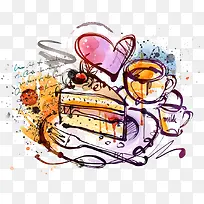 矢量甜点和牛奶-空若网 矢量甜点和牛奶-空若网