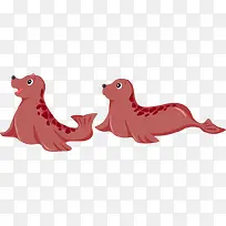 卡通小海豹矢量图-空若网 卡通小海豹矢量图-空若网