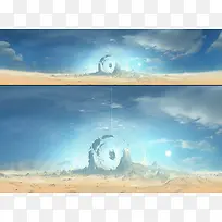 蓝天沙漠高清摄影彩绘风格-空若网 蓝天沙漠高清摄影彩绘风格-空若网