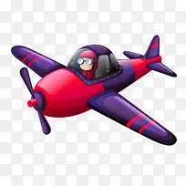 卡通红紫色小飞机小飞行员-空若网 卡通红紫色小飞机小飞行员-空若网