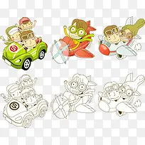 矢量手绘卡通飞行员素材-空若网 矢量手绘卡通飞行员素材-空若网