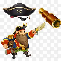 矢量海盗望远镜帽子素材-空若网 矢量海盗望远镜帽子素材-空若网