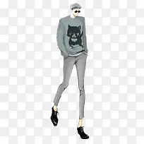 休闲男式毛衣帅气男孩插画-空若网 休闲男式毛衣帅气男孩插画-空若网