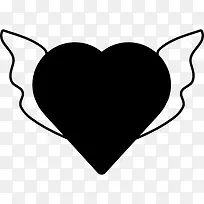 心的形状轮廓的翅膀图标-空若网 心的形状轮廓的翅膀图标-空若网