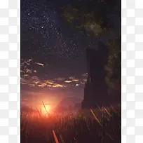 星空橙色云朵环境渲染合成效果-空若网 星空橙色云朵环境渲染合成效果-空若网