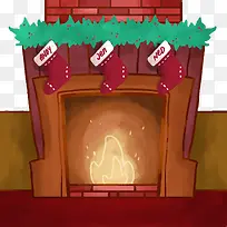 水彩矢量圣诞节壁炉-空若网 水彩矢量圣诞节壁炉-空若网
