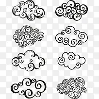 8款手绘曲线云朵矢量素材-空若网 8款手绘曲线云朵矢量素材-空若网